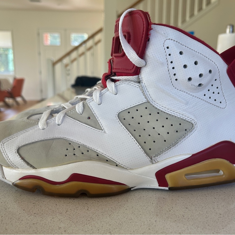 White and Red High-Top Sneakers